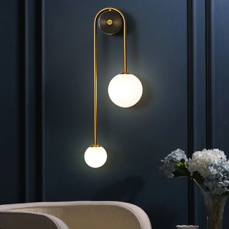 Postmodern 2-Head Brass Arc Wall Lighting