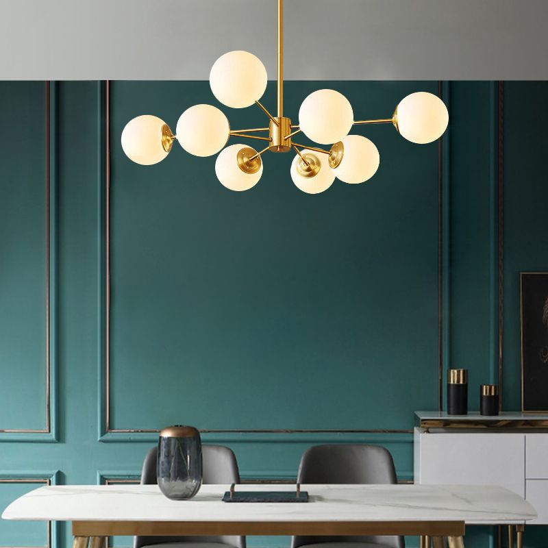8-light Sputnik Gold Chandelier Brass Ceiling Light